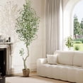 thumbnail image 4 of Qinaqin 7FT (1 Piece) Alto Artificial Oliva Tree con Blanco Planter y Verde Fake Moss para Hogar Oficina Living Sala Dormitorio Stairs Foyer de Profundidadcor, 4 of 5