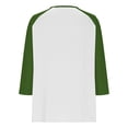 thumbnail image 5 of Efsteb Girls Tops Casual 3/4 Sleeve V-Neck Color Block Print Comfy Button Tshirts Lightweight for Holidays（Army Green，5 Years）, 5 of 6