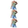 thumbnail image 2 of Sonducket Chaleco con escote en V profundo, camisola con tirantes finos, Top corto sin espalda para niñas, ropa de moda para vacaciones en la Verde XL 3Conjunto, 2 of 6