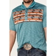 thumbnail image 3 of Rank 45 Men's 45&Reg; Jacinto Southwestern Border Striped Short Sleeve Polo Teal Large  US, 3 of 4