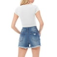 thumbnail image 5 of MixMatchy Women's Basic Ribbed Solid V-Neck Short Sleeve Crop Top, 5 of 6
