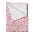 thumbnail image 2 of Pink Damask Soft Flannel Fleece Blanket, Monochrome Simplistic Romantic Cartoon Flowers Leaves Continuous Pattern, Cozy Plush for Indoor and Outdoor Use, 50" x 70", Pale Pink White, by Ambesonne, 2 of 5