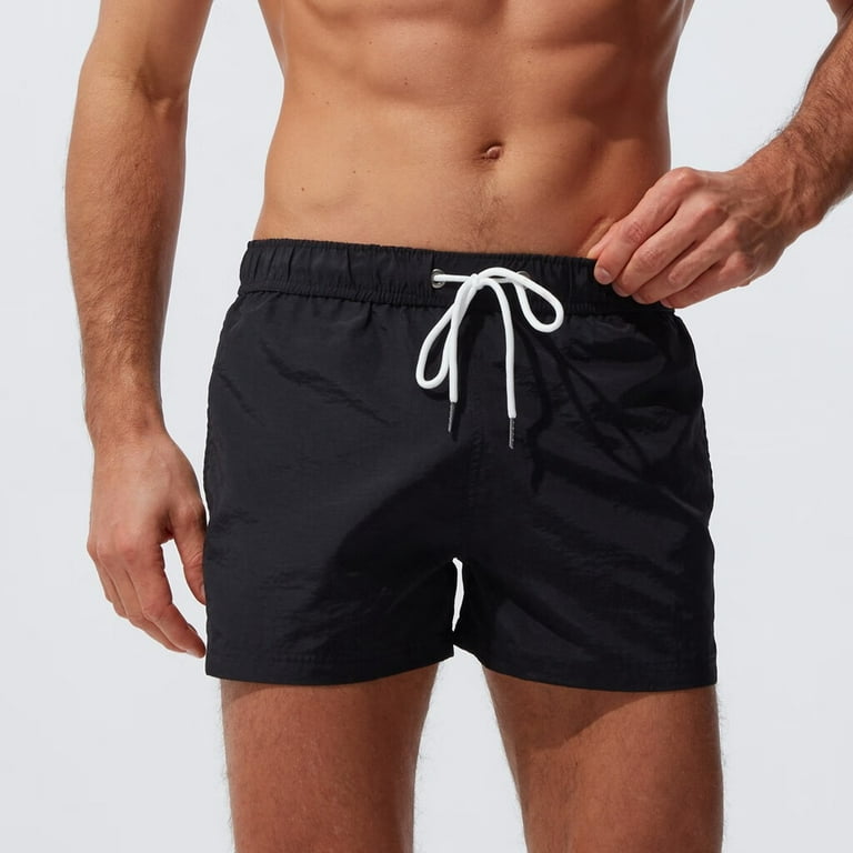 Men'S Swimwear Plus Size Men Breathable Trunks Pants Pockets Swimwear Beach  Shorts Slim Wear Men'S Swimsuits Nylon Black M