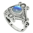 thumbnail image 3 of Natural Rainbow Moonstone - India 925 Sterling Silver Ring s.6 Jewelry R-1734 AGR1027_C_6, 3 of 6