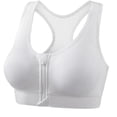 thumbnail image 2 of UOCUFY Front Zipper Sports Bras for Women Wirefree Post Surgery Bra Front Closure Racerback Compression Mastectomy Bras (White,M), 2 of 7