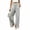 Gray, variant on Womens Smocked High Waist Split Hem Wide Leg Pants Cotton Linen Pleated Loose Casual Trousers with Side Pockets