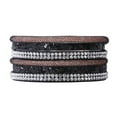 thumbnail image 1 of Pulsera con diseño de múltiples capas, brazalete con decoración de diamantes de imitación y lentejuelas de PU, joyería delicada (negro), 1 of 3