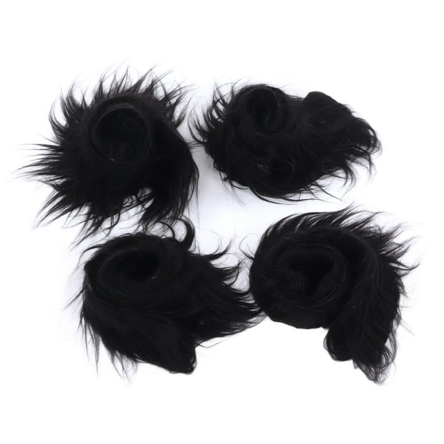 Faux Fur Fabric, Artificial Black Fur Fabric Pure Color 4pcs For Wraps For Centerpieces