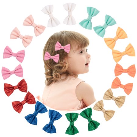 

KUNPENG 10Pair Infant Baby Toddler Girl Solid BlingBling Bow Hair Clips Hair Accessories Multicolor