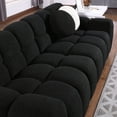 thumbnail image 5 of 64.96" Loveseat Sofa, Boucle Upholstered Sofa Couch with 2 Throw Pillow, Marshmallow Armrests & Backrest, 2-Seater Sofa for Bedroom, Apartment, Home Office, Black, 5 of 9