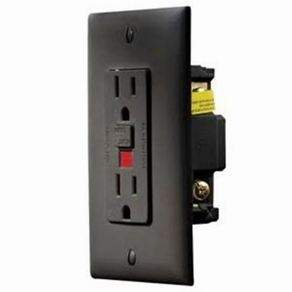 Dual GFCI Outlet with Cover Plate - Black