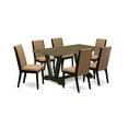 thumbnail image 6 of East West Furniture V676LA147-7 7-Piece Stylish a Superb Distressed Jacobean Dining Table Top and 6 Gorgeous Linen Fabric Dining Chairs with Stylish Chair Back, Wire Brushed Black Finish, 6 of 10