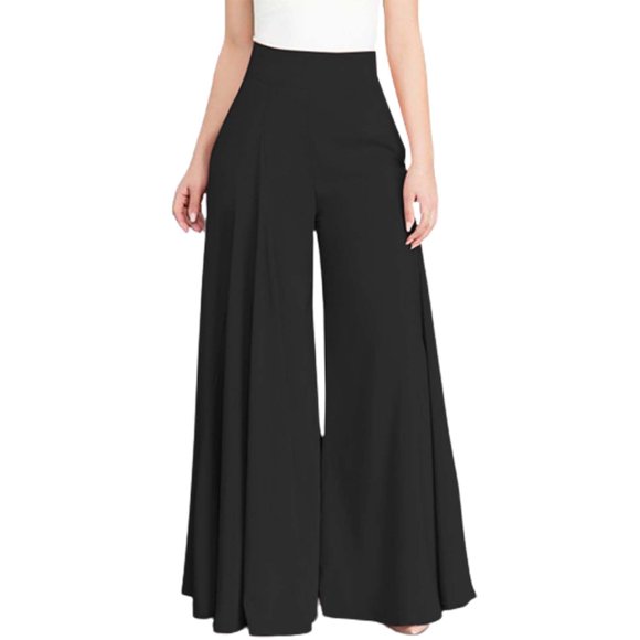 Pantalones de cintura alta y pierna ancha para mujer: pantalones cómodos e informales con bolsillos, cierre con cremallera, tallas S-XXL