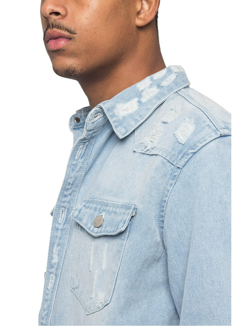 Victorious Men's Long Sleeve Button Up Denim Shirt DK158