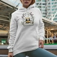 thumbnail image 2 of Think Happy, Bee Happy Art Merch Gift, White Hooded Sweatshirt or Hoodie, Medium, 2 of 5