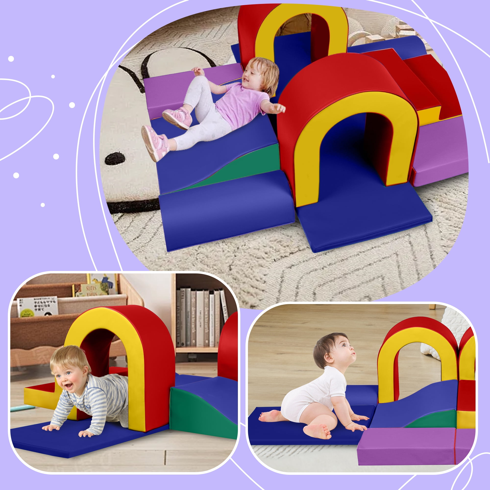 LINLUX 10PCS Toddler Climbing Foam Block, Soft Foam Building Blocks for Kids, Baby Climbing Toys