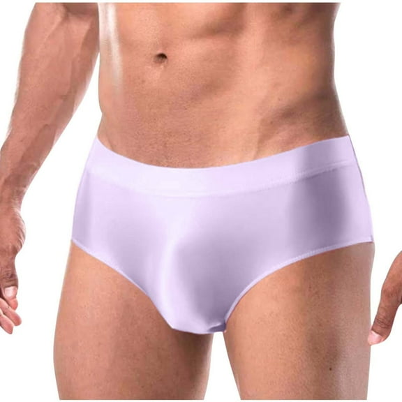 successthop Mens Underwear with Pouch for Balls Plus Size Support Stylish Lightweight Stretch Solid Briefs Purple XL
