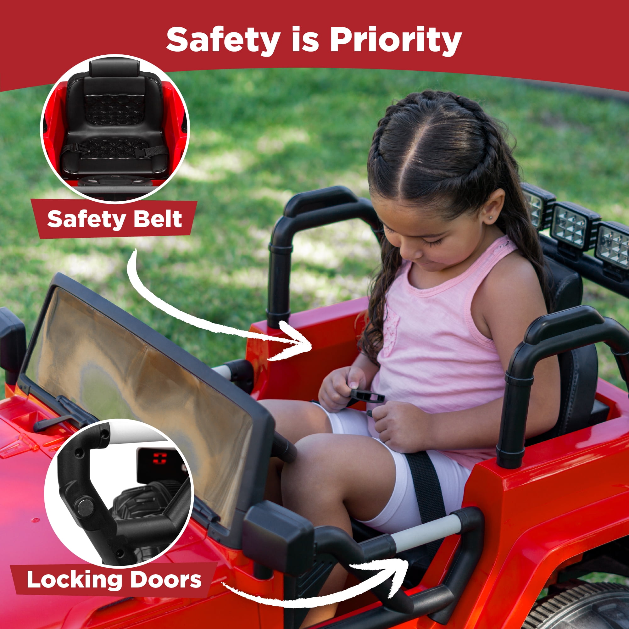 Best Choice Products 12V Kids Ride On Truck Car w/ Remote Control, Spring Suspension, Bluetooth, LED Lights - Red