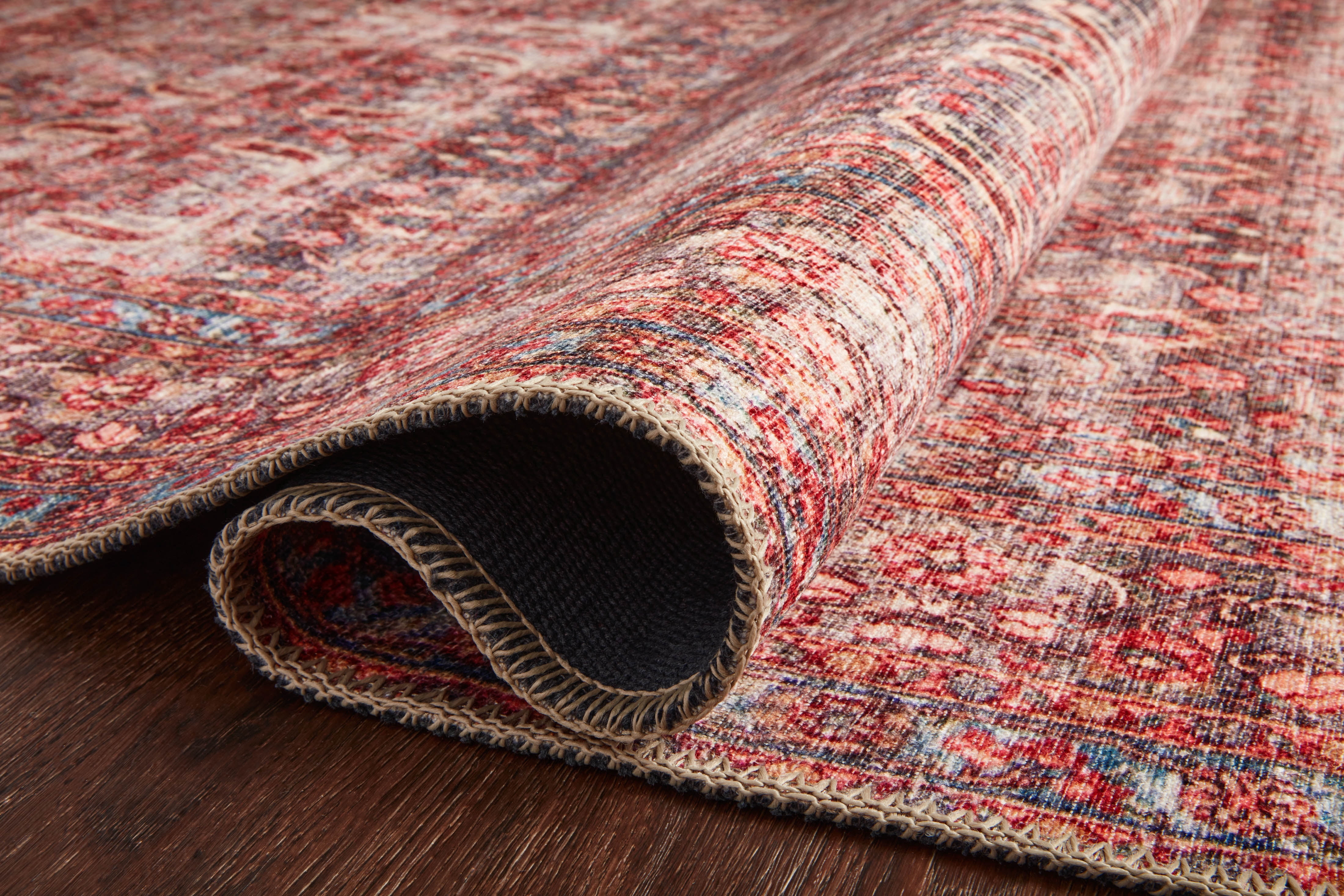 Loloi Loren Collection LQ-05 Eggplant / Crimson Oriental Area Rug 7'-6" x 9'-6"