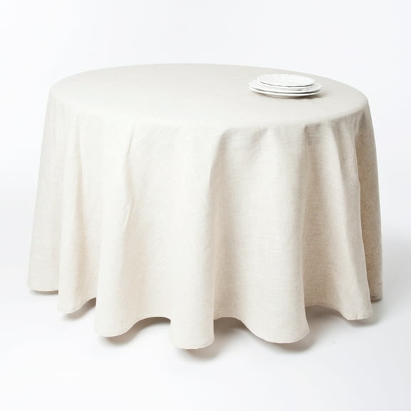 Fennco Styles Handmade Hemstitch Design Natural Tablecloth (90" Round)