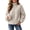 Khaki, variant on LUVDA Women's Stripe Fleece Jacket Full Zip Stand Collar Cozy Casual Fall Winter