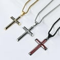 thumbnail image 4 of Cross Necklace for Men, Silver Gold Black Stainless Steel Cross Enamel Craft Minimalist Faith Cross Jewelry Mens Cross Pendant 24 Inch, 4 of 6