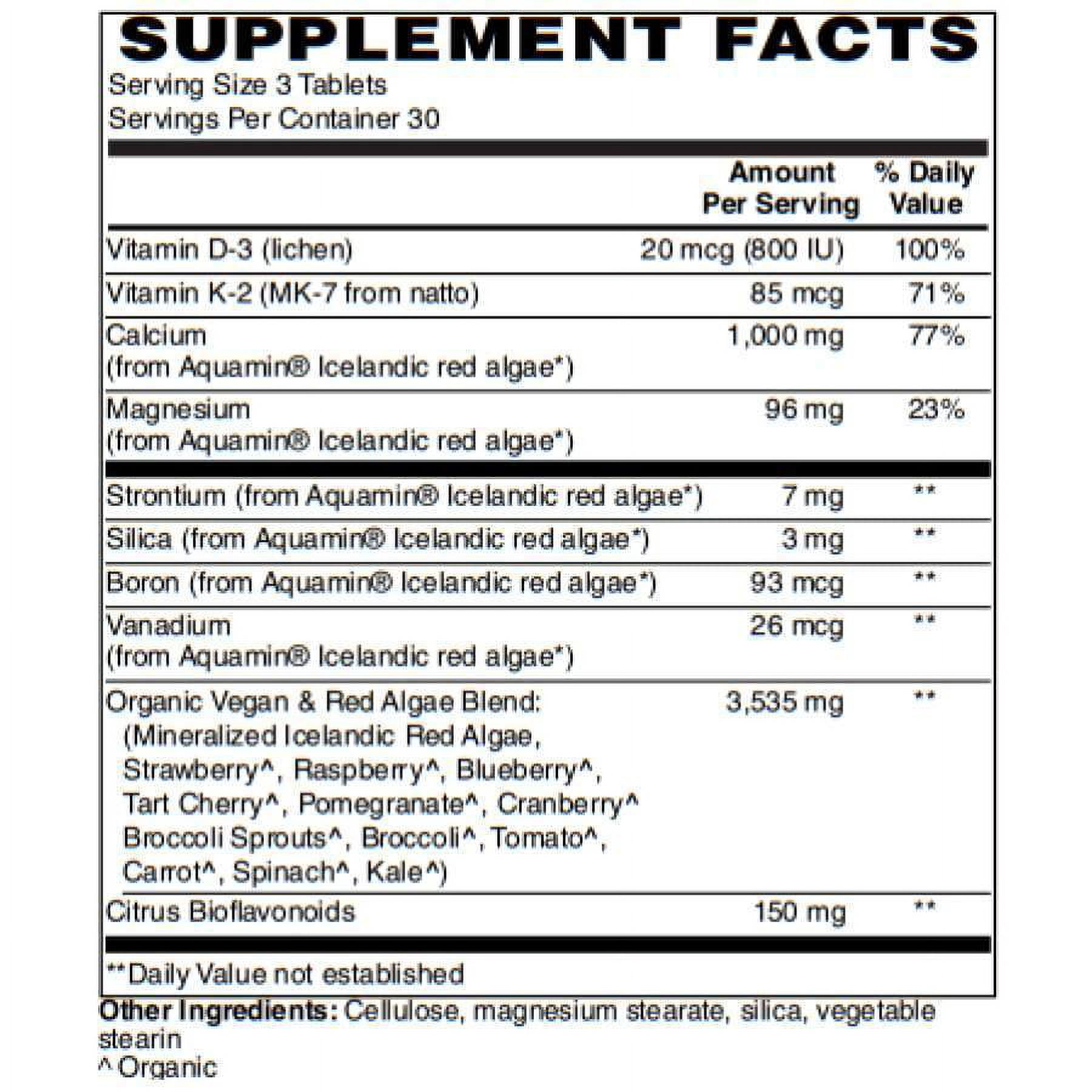 Algae Based Calcium 1,000mg Tablets with Magnesium, D3 and K2 by BariatricPal - Vegan Approved!