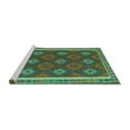 thumbnail image 2 of Ahgly Company Machine Washable Indoor Square Oriental Turquoise Blue Traditional Area Rugs, 4' Square, 2 of 4