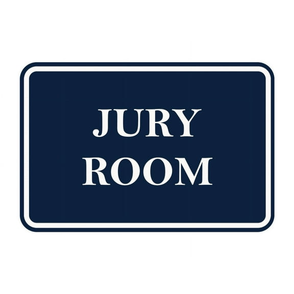 Signs ByLITA Classic Framed Jury Room Door or Wall Sign Durable ABS Plastic | Laser Engraved | Easy Installation | Courtroom Sign (Navy Blue / White) - Large