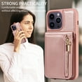 thumbnail image 6 of Crossbody Wallet Case for iPhone 16 Pro Max with Card Holder, RFID-Blocking Phone Case with Zipper Purse Shoulder Strap Lanyard Magnetic Clasp Flip Cover for iPhone 16 Pro Max, Rosegold, 6 of 9