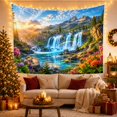 thumbnail image 3 of Waterfall Rainbow Alpine Valley with Evergreens, Serene Watercolor for Nature Lovers, Scenic Landscape Decor, Thank You Gift, Tapestry Wall Hanging for Bedroom and Living Room, 3 of 7