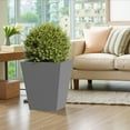 thumbnail image 2 of MAYEERTY 18"H Metal Tapered Planter: Large Garden Pot with Drainage Hole & Rubber Plug for Patio, Gray, 2 of 5