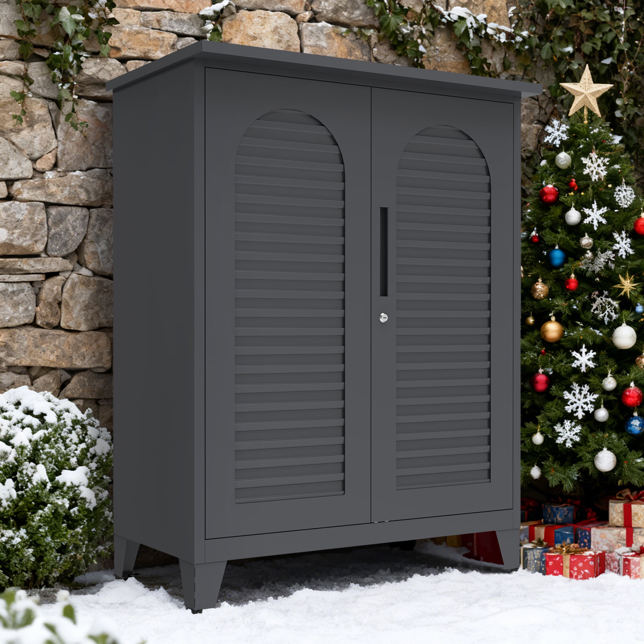 Miniyam 47" Tall Metal Tool Storage Cabinet with Storage Space for Garage, Warehouse, Garden, Office, Living Room, Utility Room