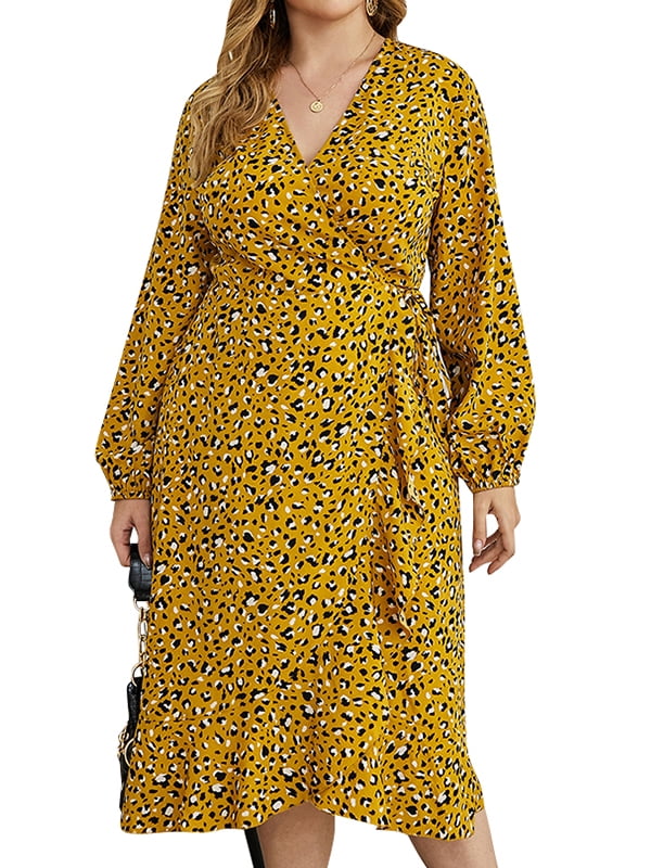 long sleeve floral ruffle dress