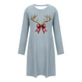 thumbnail image 6 of Christmas Womens Nightgown Cute Elk Sleepwear Crew Neck Long Sleeve Lounge Dress Home Apparel Festive Pajamas Cozy Sleep Shirt Soft Nightwear for Women Holiday, 6 of 6