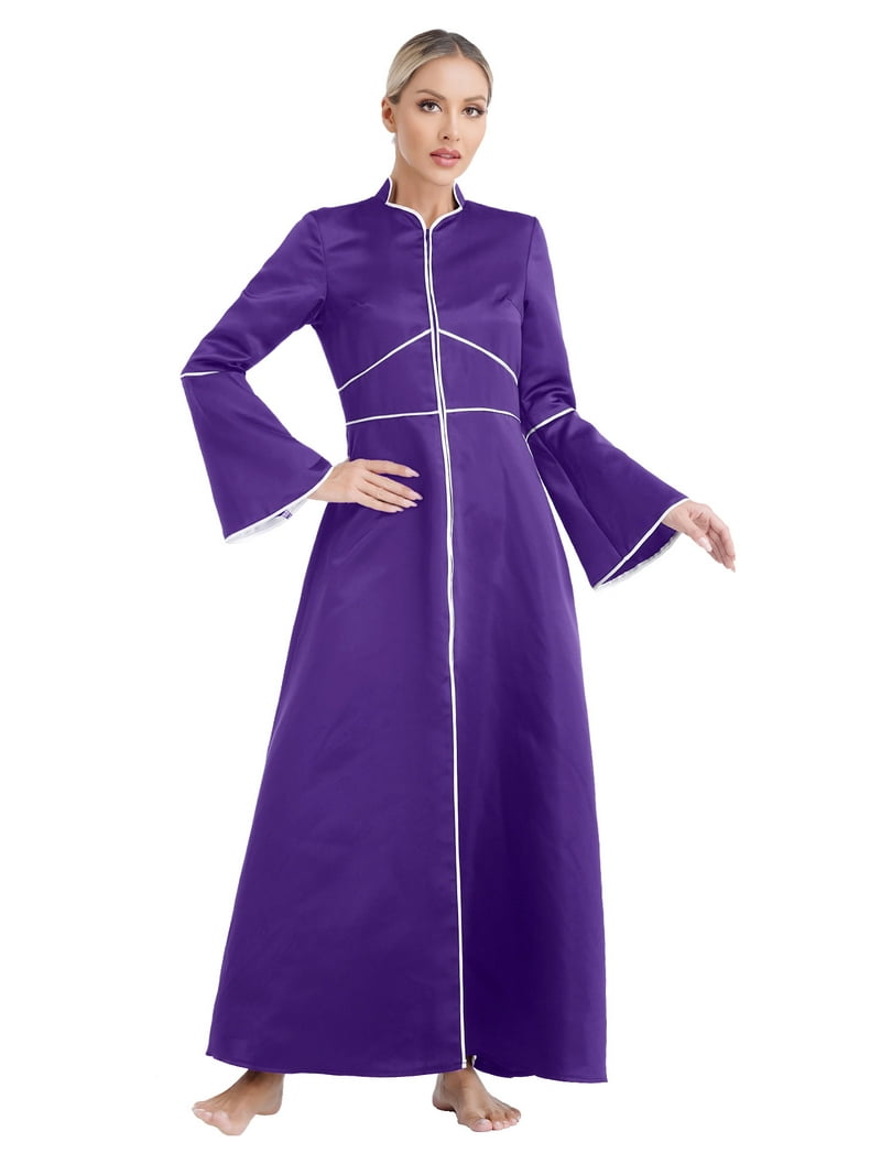 iiniim Womens Church Clergy Robe Gown Preachers Flared Sleeves Maxi Dress  Priest Costume Pulpit Robes Purple L - Walmart.com