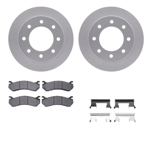 Dynamic Friction Company Rear Geospec Brake Rotors with Ultimate Duty Performance Brake Pads includes Hardware 4412-48016