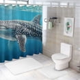 thumbnail image 7 of Orinice Whale Stuffed Animal Blue Background Bathroom Decor Set with Hooks - Colorful Luxurious Graphic Polyester Fabric Shower Curtain - Home Bathtubs Decoration 36x72, 7 of 7