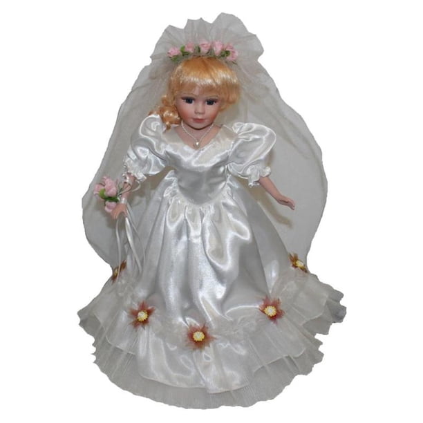 Petite poupée en porcelaine robe verte - Label Emmaüs