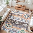 thumbnail image 3 of Jamfeel Area Rugs Boho Print Low Pile Washable Carpet Soft Non-slip Rug for Living Room Bedroom Kitchen 6'x9' Coffee, 3 of 8