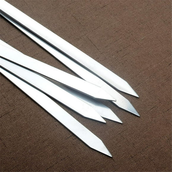 6PCS 21.7 IN Barbecue Skewers Wooden Grill Skewers Handle Stainless Steel Outdoor Grill Needle Anti-rust Grill Skewers for Shrimp Chicken Fruit