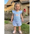 thumbnail image 4 of Cenuakty Little Girls 6M 12M 18M 24M 2T 3T 4T Outfits Adorable Marine Life Embroidery Flying Sleeve Round Neck Tops and Plaid Shorts Set, 4 of 9