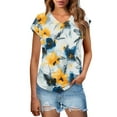 thumbnail image 1 of Eres Más Que una Camisa de Puntuación de Prueba Sexy de Manga Corta Lentejuelas Suelta Camisa de Blusa con Cuello en V, Poliéster, 1 of 9