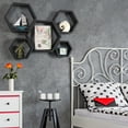 thumbnail image 4 of 5-Piece Black Hexagon Wall Shelves Set Decorative Floating Shelves for Living Room Bedroom, 4 of 6