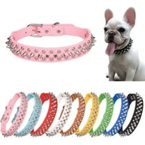 1Pack Hot Pink Cat Collar Spiked, Mushrooms Rivet Spike Dog Collar Anti-Bite Studded Protective Pet Neck Faux Leather Female Puppy Collars for XXS, XS, Small, Medium, Large, Dogs Kitten Goat