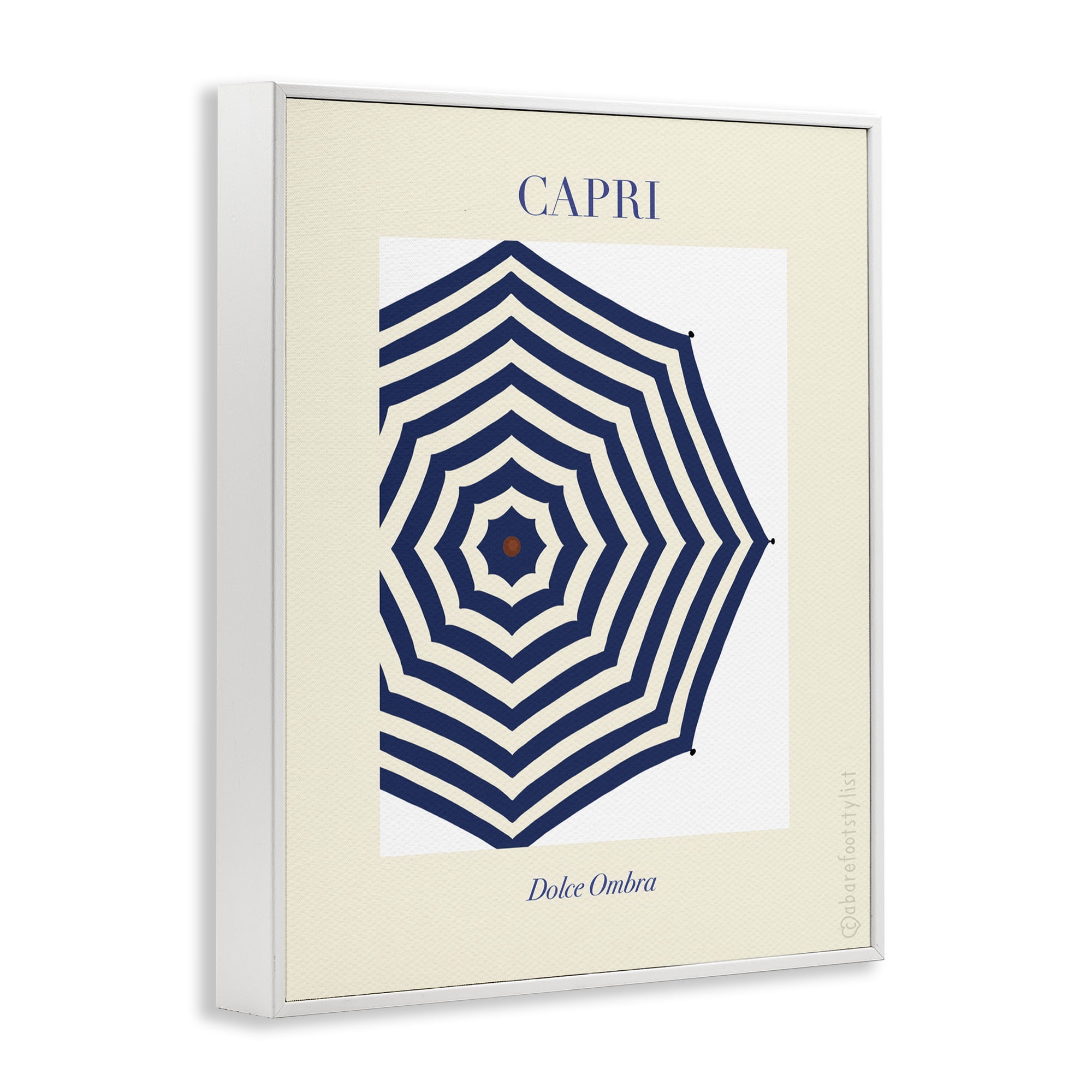 Stupell Industries Capri Striped Umbrella White Framed Giclee Art, design by A Barefoot Stylist