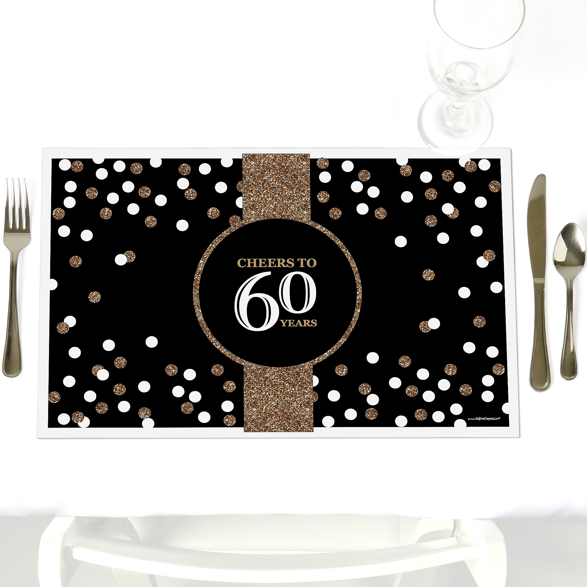 Adult 60th Birthday Gold Birthday Party Placemats Set of 12