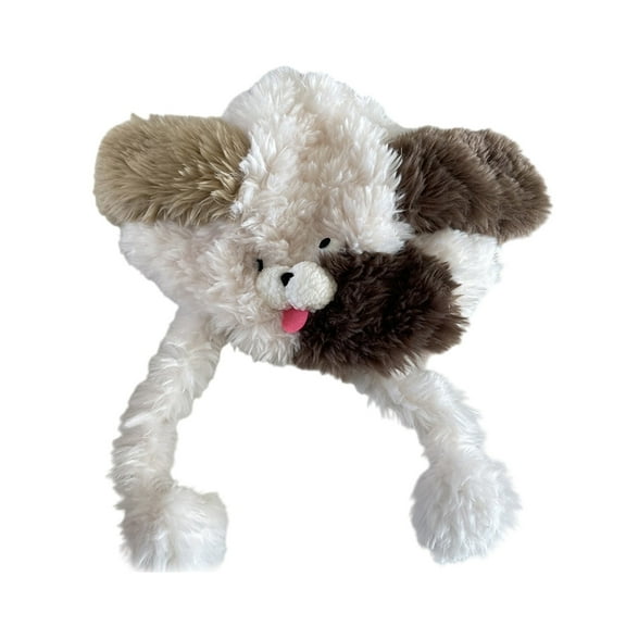 Unisex Cute Dog Hat Plush Ear Flaps Thermal Warm Hat with Fleece Lining