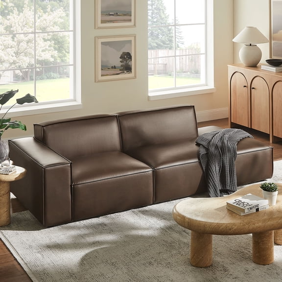 Restore 2-Piece Vegan Leather Modular Loveseat in Espresso