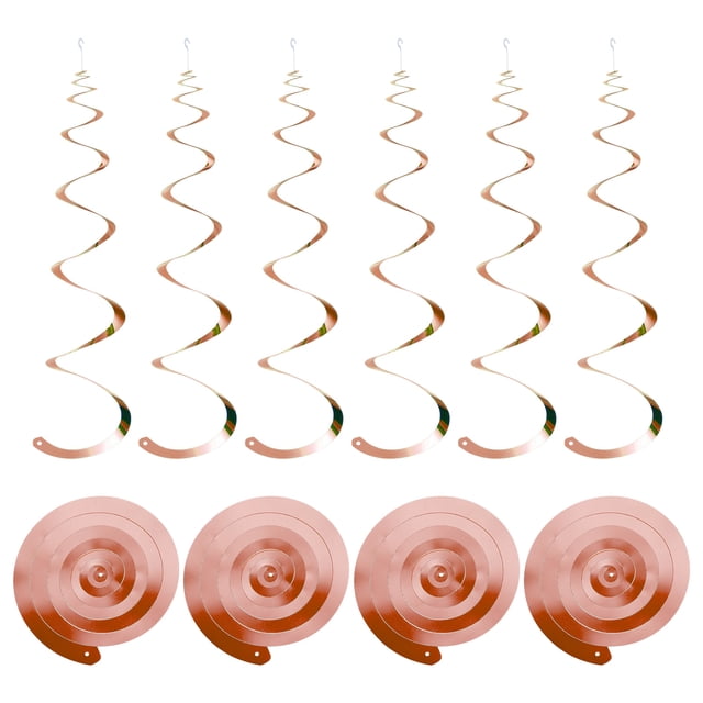 18uds Rosa Oro Fiesta Colgante Doble Tira Colgante Decoraciones Plástico Techo Serpentinas Fiesta Decoraciones para Cumpleaños Fiesta con Colgar Etiqueta Cuerda, Gancho